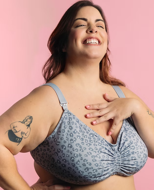 Model wearing a Royce lingerie nursing bra crop top