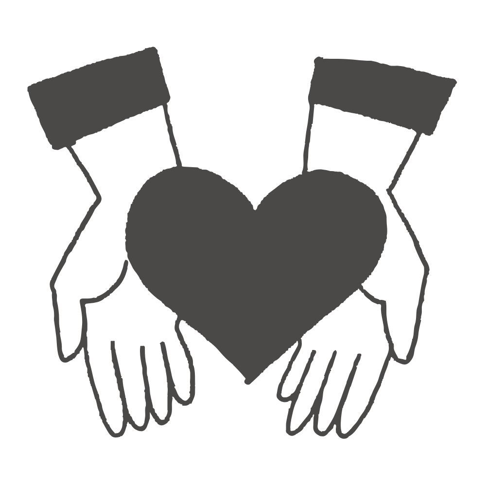 Hands holding a heart icon